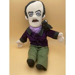 Edgar Allan Poe Plush w/ Raven Stuffed Animal Toy Poet Novelty Gift
